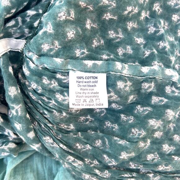 Daughters Of India Rooh Mini Dress Pine Long Sleeve Turquoise Medium Cotton - Picture 11 of 11